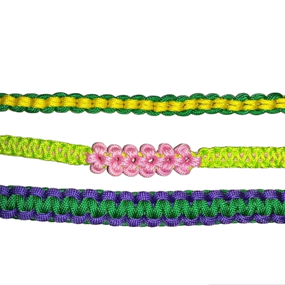 HANDMADE Green, Pink, Yellow, & Purple Reversible Unisex Paracord Bracelets - Picture 3 of 6